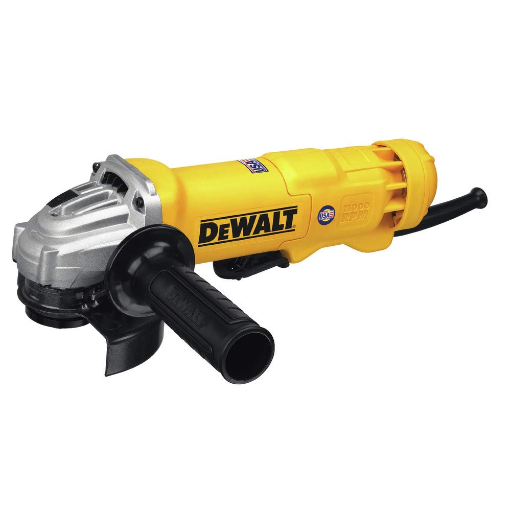 DEWALT DWE402N angle grinder front view with 11A motor for fast material removal