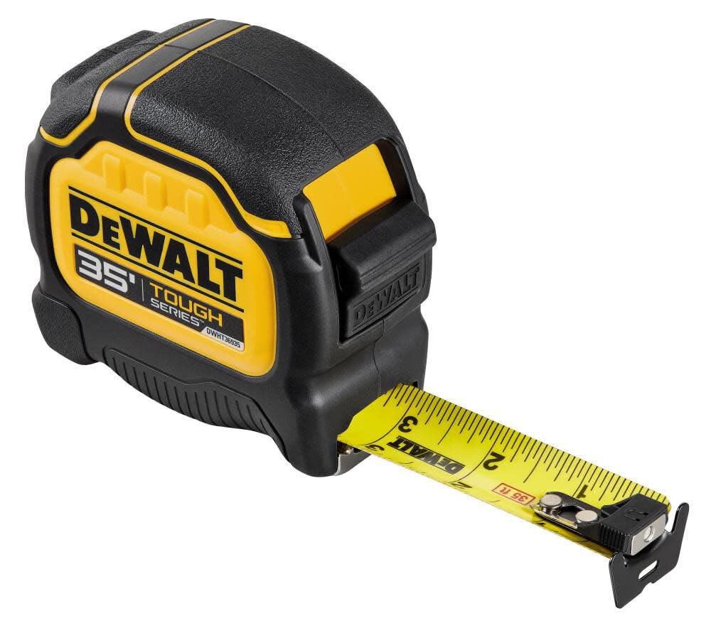 DEWALT ToughSeries 35ft tape measure durable coating improves longevity