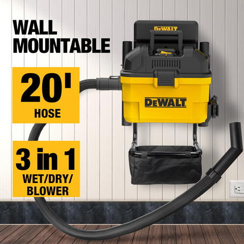 DEWALT DXV06G 5 peak HP motor delivers strong suction for tough messes