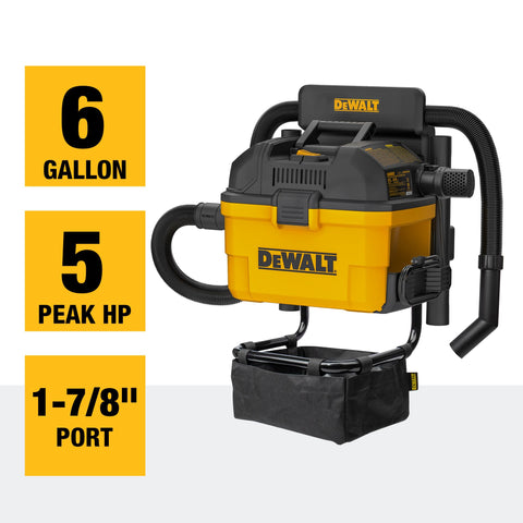 DEWALT DXV06G 6-gallon tank provides ample capacity for longer jobs
