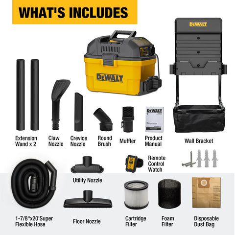 DEWALT DXV06G cartridge and foam filters for reliable filtration