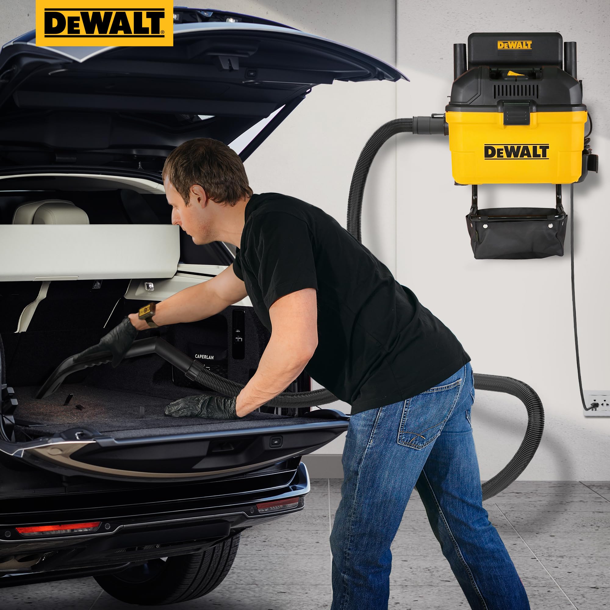 DEWALT DXV06G on-board accessory storage keeps tools organized