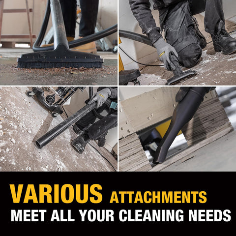 DEWALT DXV10S-QT 360-degree casters for smooth mobility.