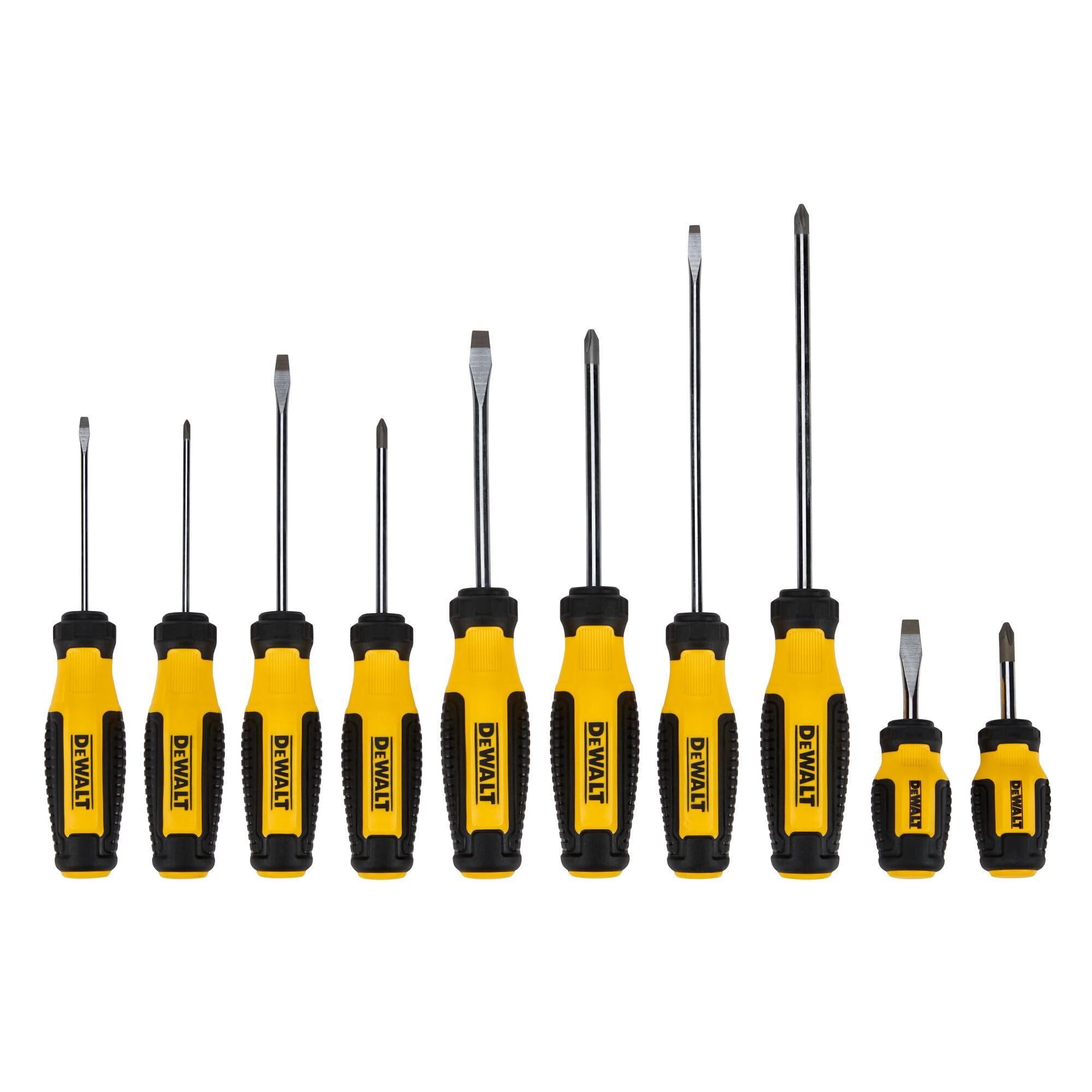 DEWALT fixed-bar screwdriver set 10pc case-open shows durable construction for reliable screwdriving