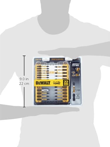 DEWALT FlexTorq 22pc magnetic sleeve reduces drops for smooth changes.