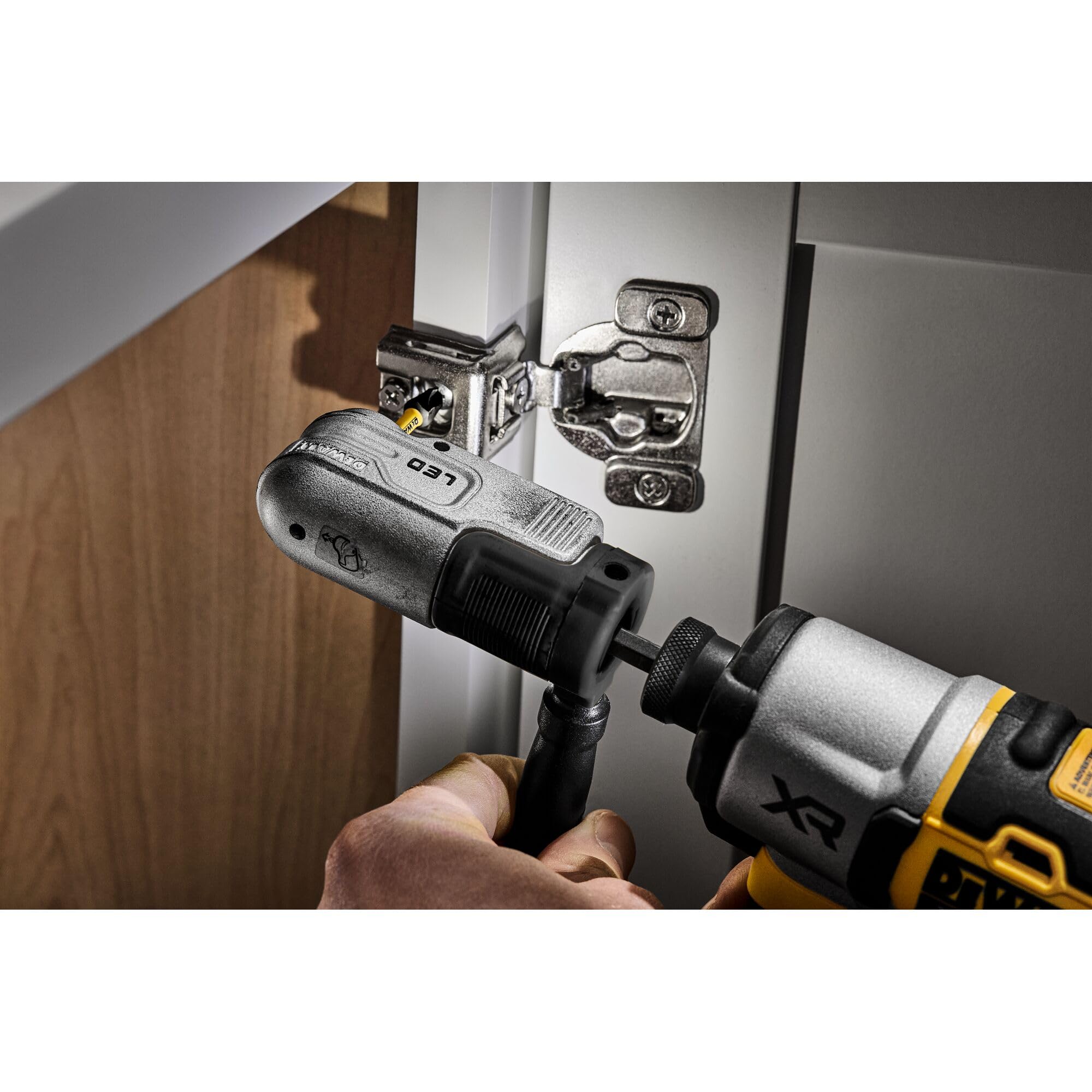 Compact design enables access to hard-to-reach spots with DEWALT FLEXTORQ.