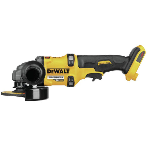 Close-up of the kickback brake on the DEWALT grinder for safety