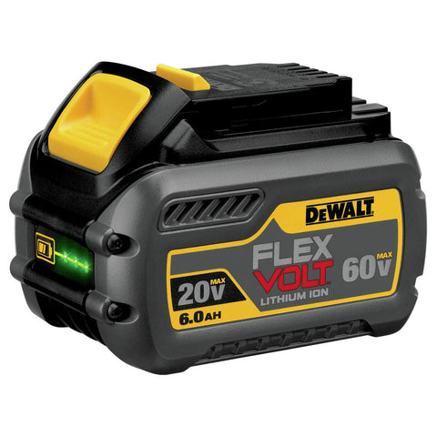 DEWALT DCB606 LED display closeup showing charge level for planning recharges