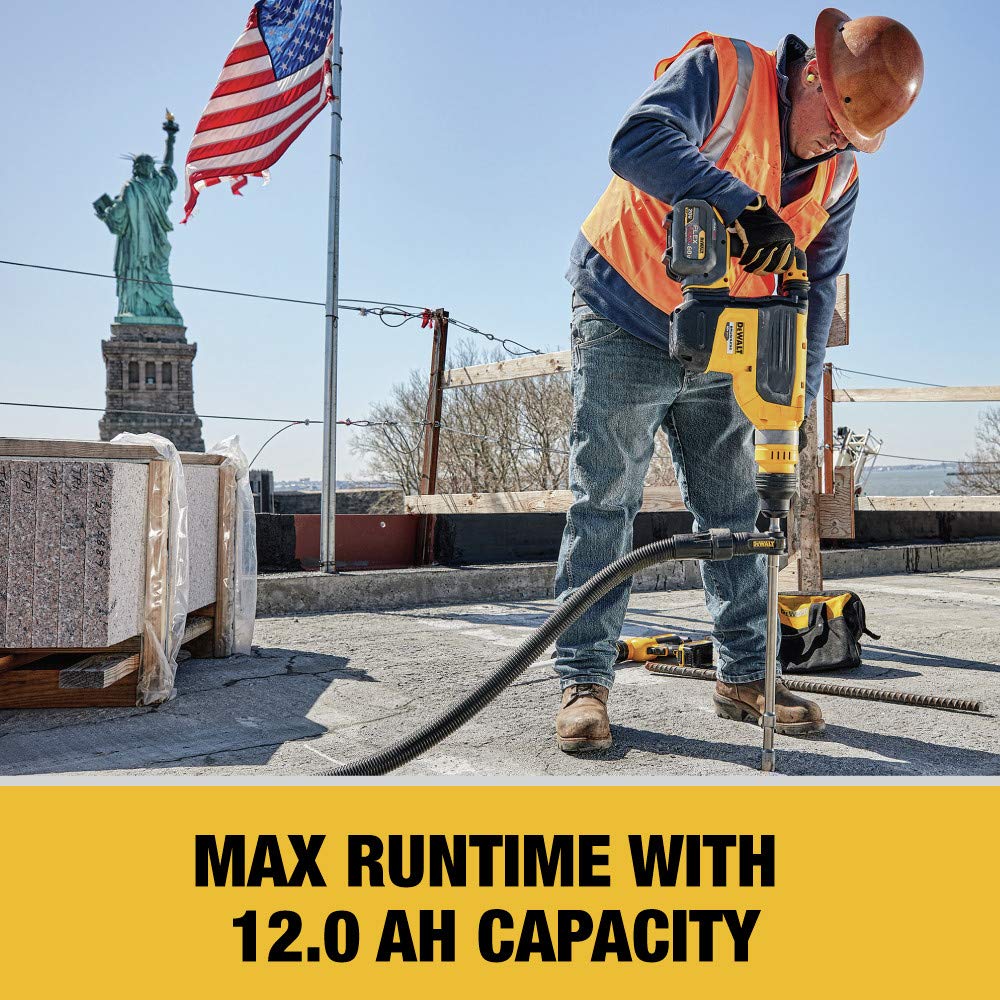 DEWALT battery in-use with 20V tools for extended runtime.