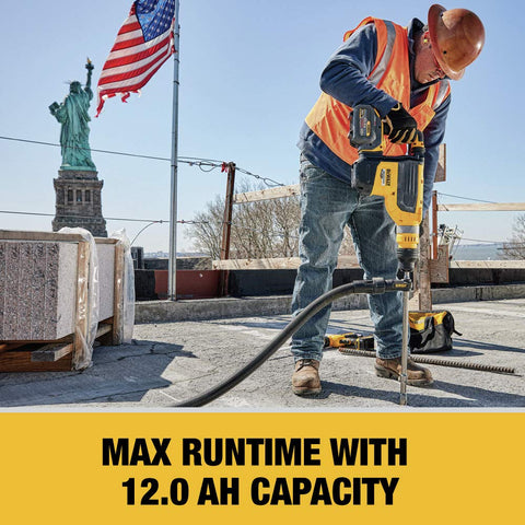DEWALT battery in-use with 20V tools for extended runtime.