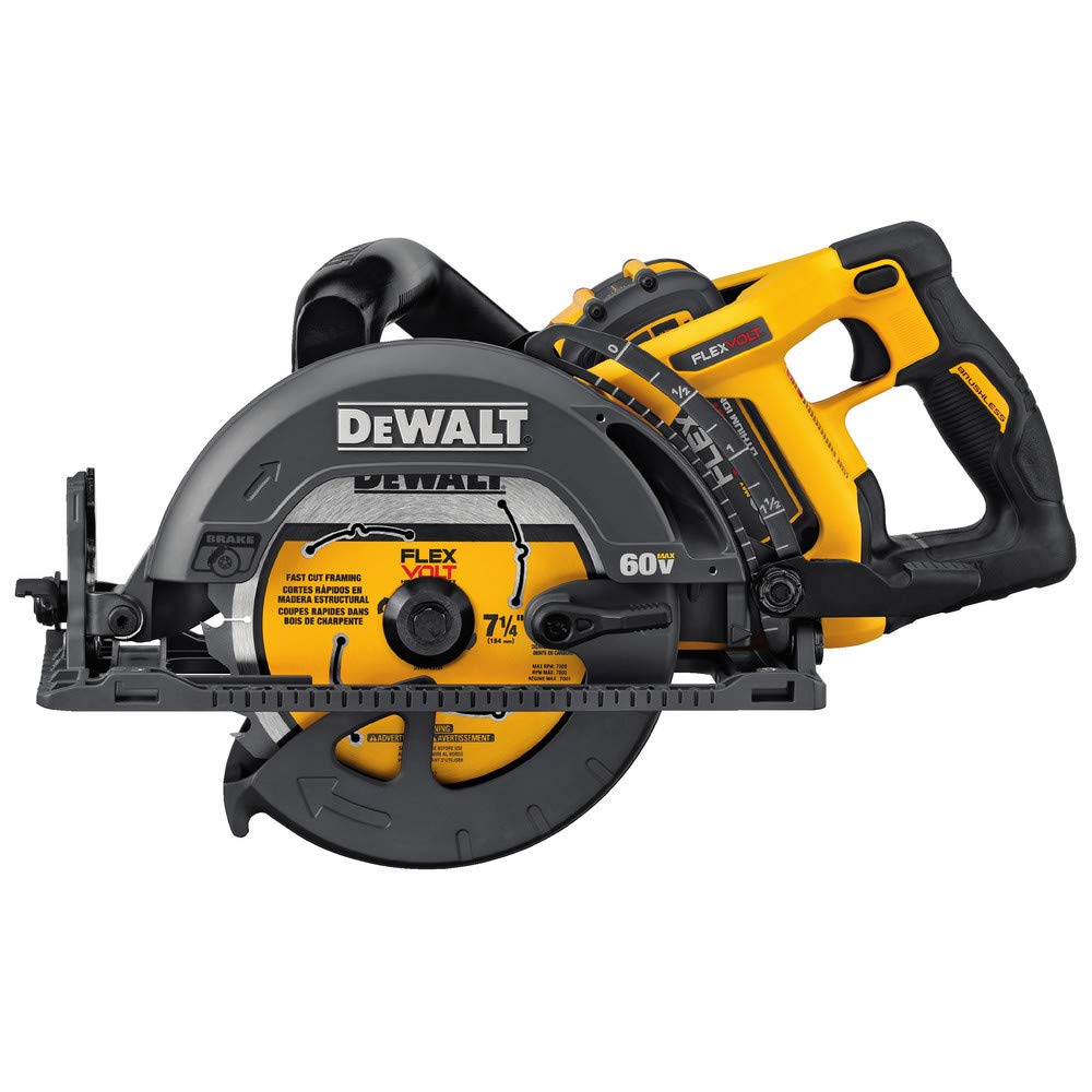 DEWALT FLEXVOLT rear-handle design enhances control and comfort during long shifts.