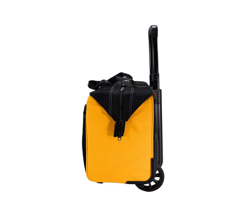 DEWALT hard bottom roller bag telescoping handle for easy transport.