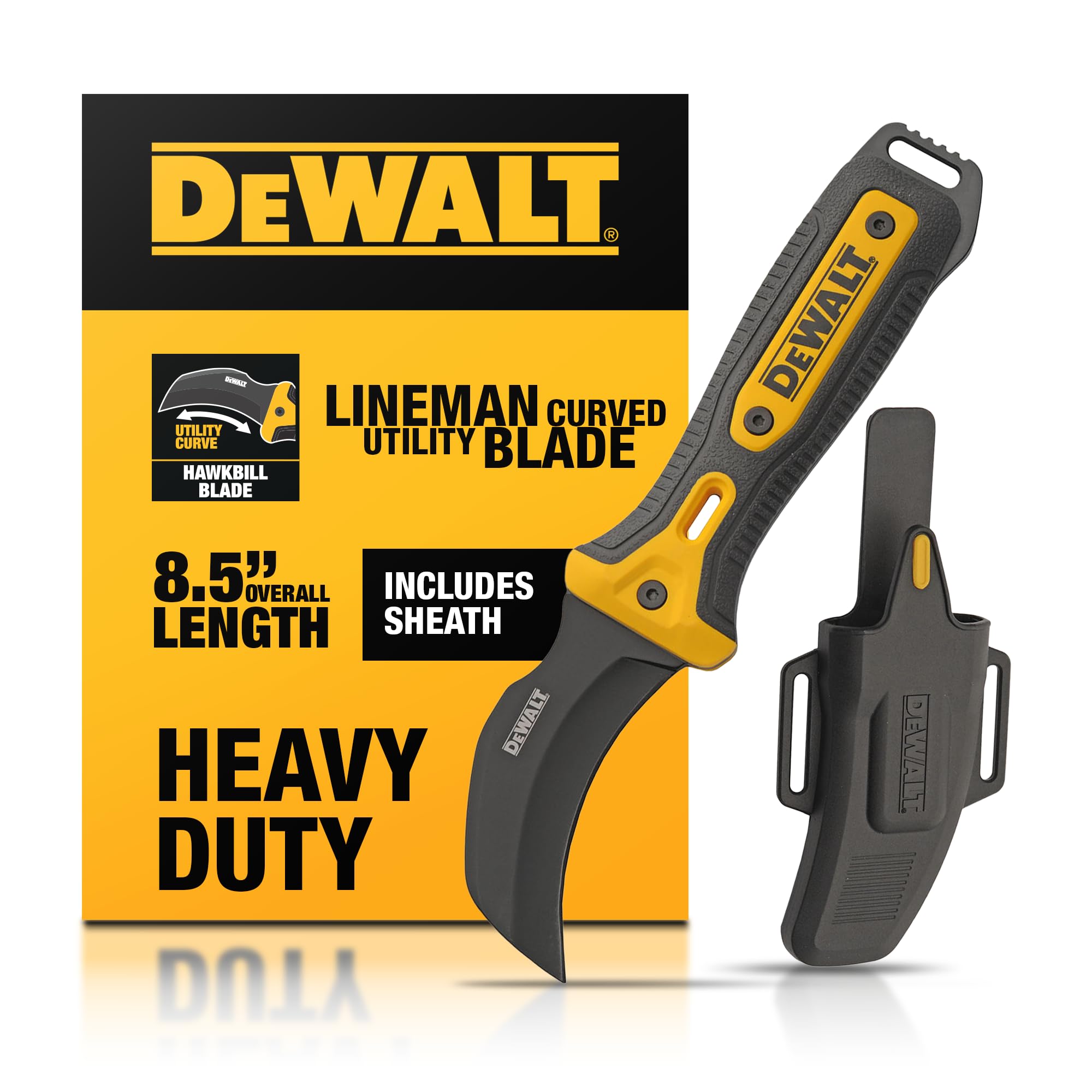 DEWALT Hawkbill Line Knife blade close-up for precise cable stripping