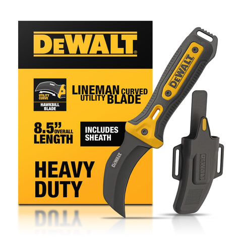 DEWALT Hawkbill Line Knife blade close-up for precise cable stripping