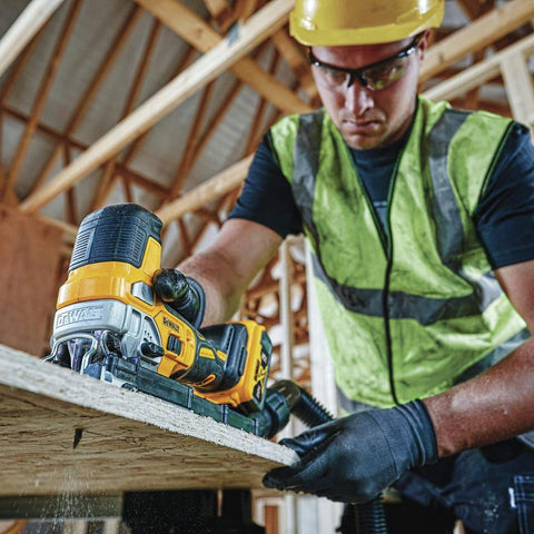 DEWALT jig saw integrated dust blower clears debris from your line of sight