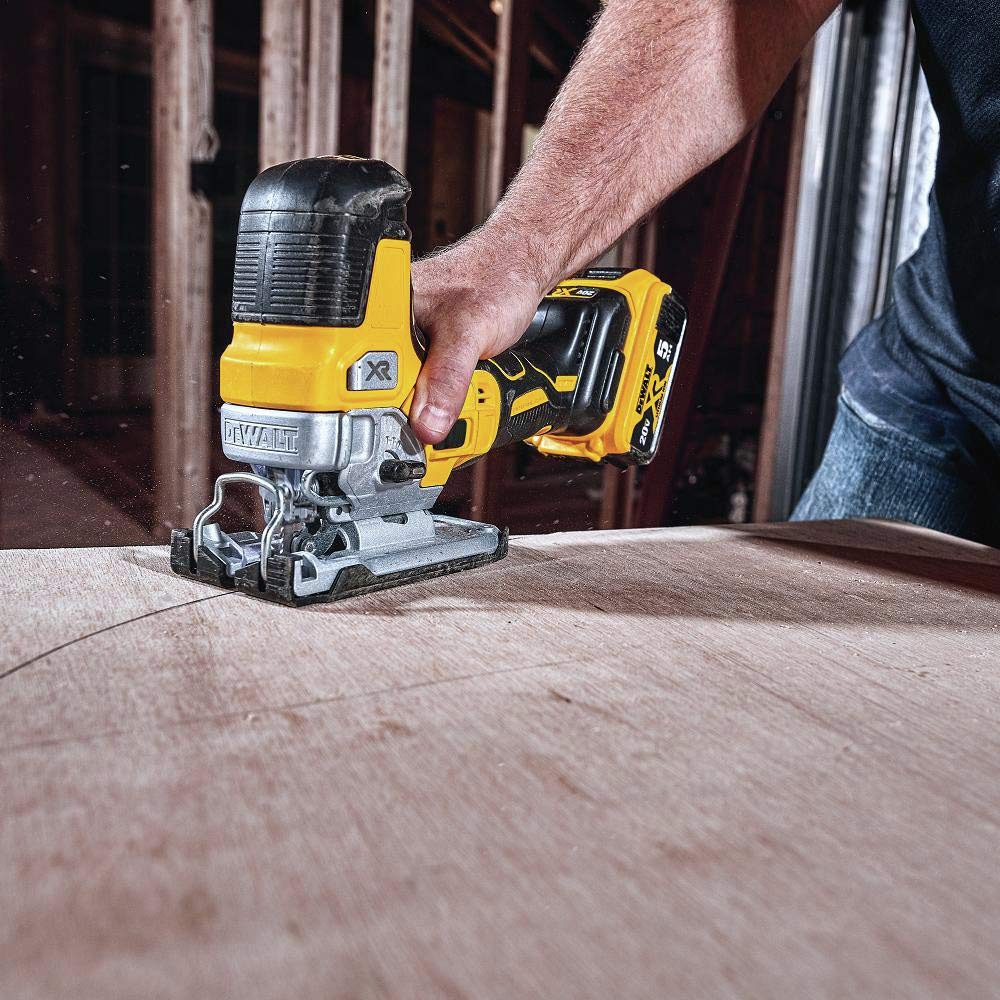 DEWALT jig saw LED work light brightens dim cutting surfaces for accuracy