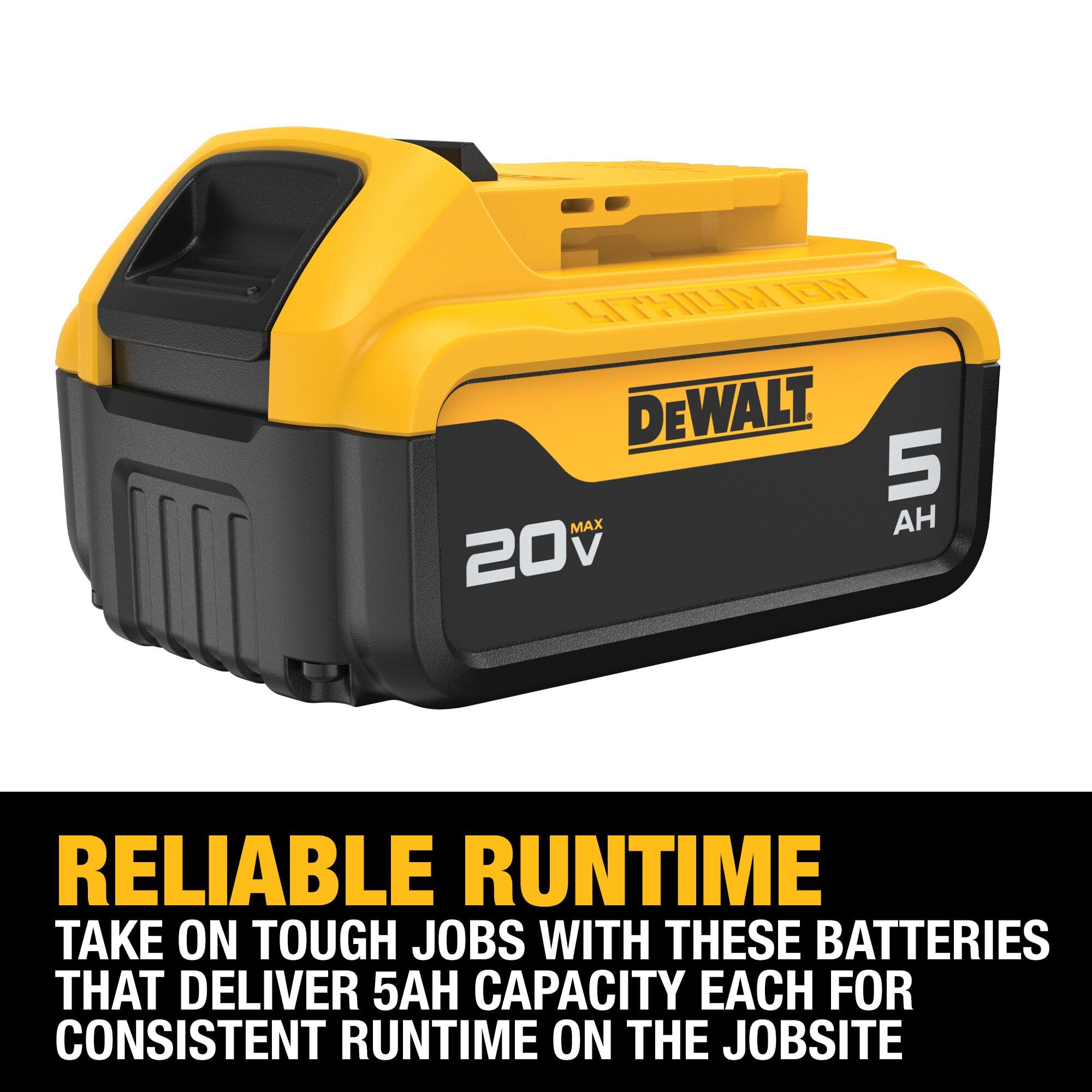 DEWALT 20V Max battery LED status display helps monitor charge