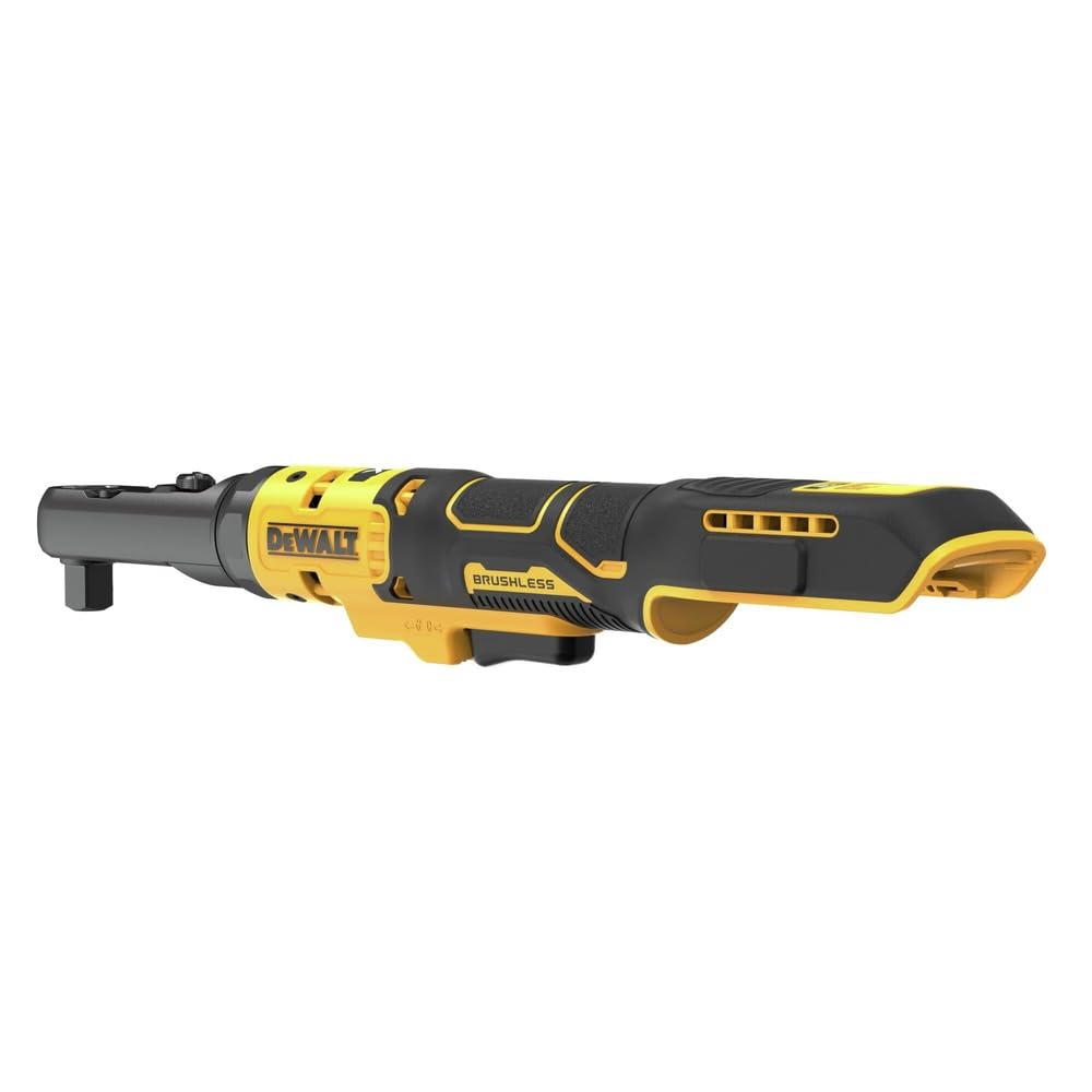 DEWALT LED work light illuminates dim work areas for precise work.