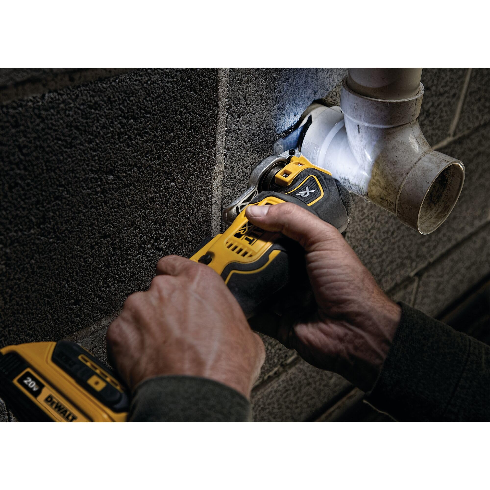DEWALT bright LED light illuminates workspaces for accuracy