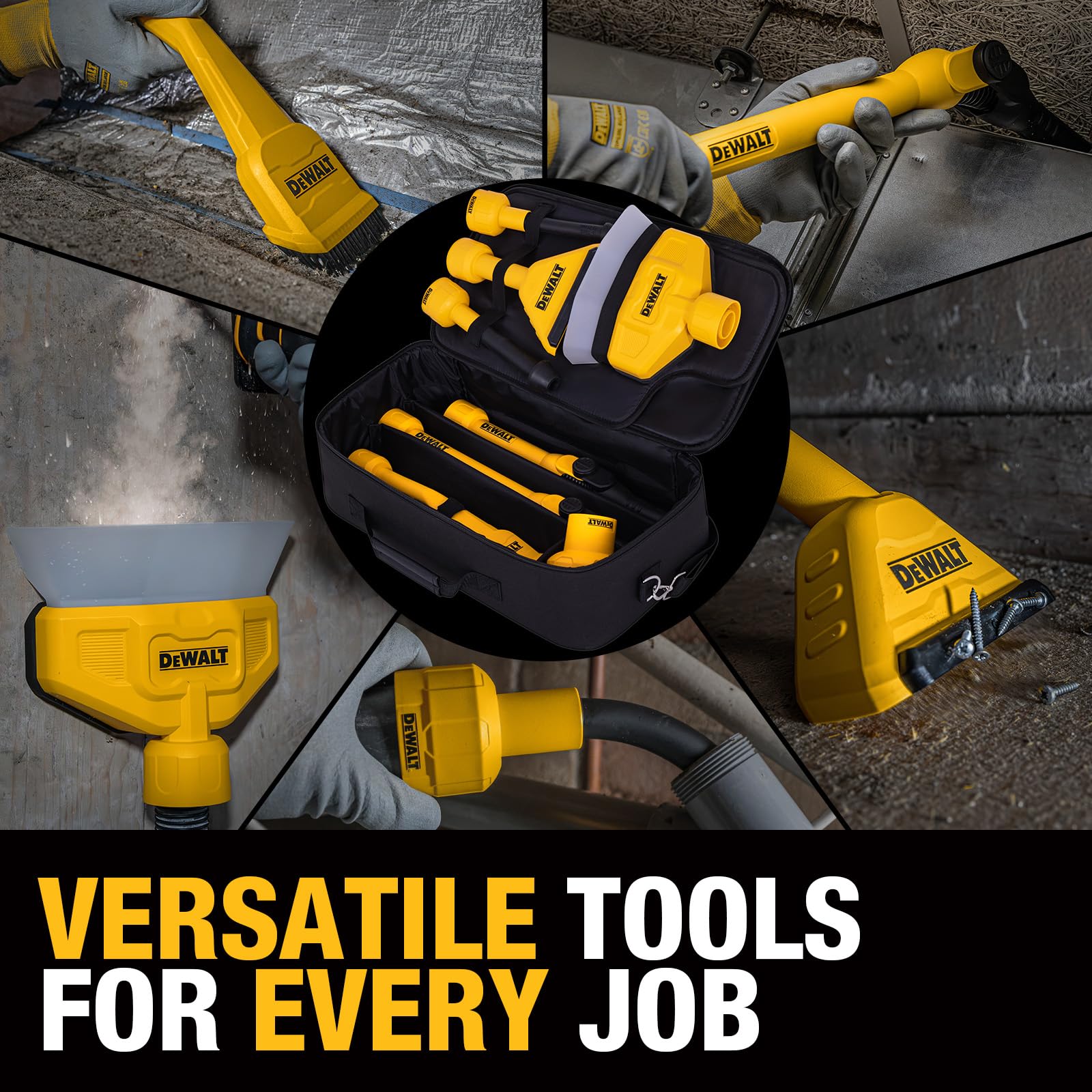 DEWALT magnetic utility nozzle for improved grip and dirt pickup.