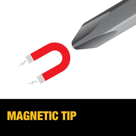 DEWALT magnetized-tip closeup demonstrates secure screw engagement for steady starts