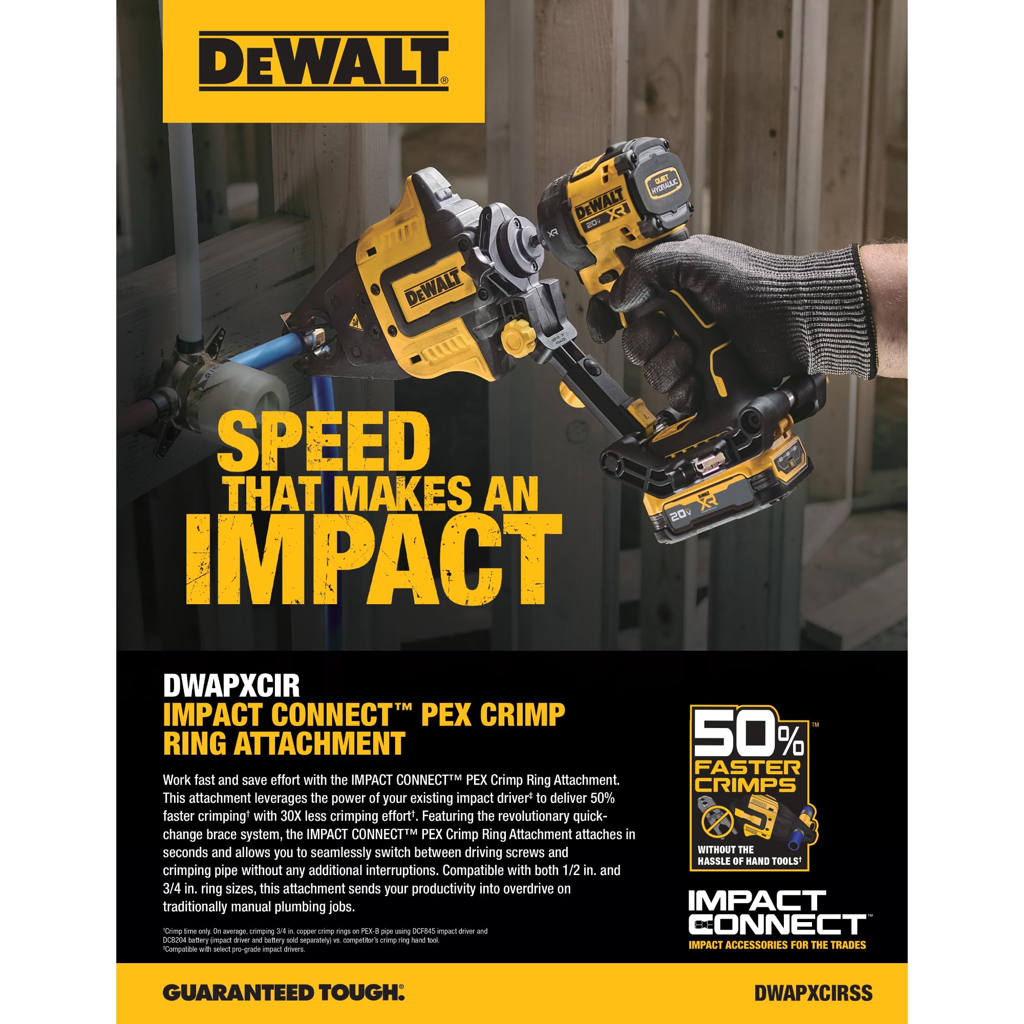 One-handed operation demo with DEWALT attachment for placement control