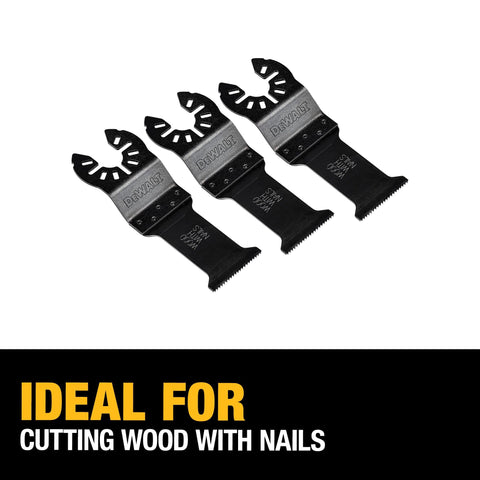 DEWALT blade cutting wood with nails delivers efficient, clean cuts on site