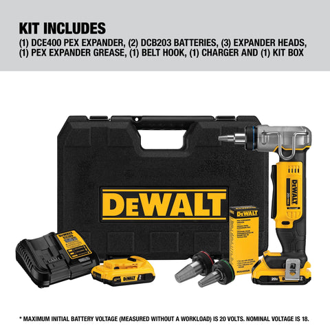 DEWALT PEX Expander LED work light brightens tight spaces.