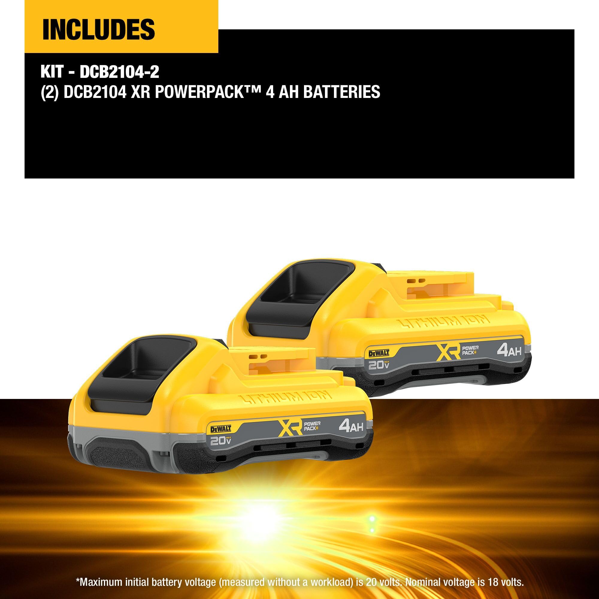 DEWALT Powerpack LED indicator showing charge level.