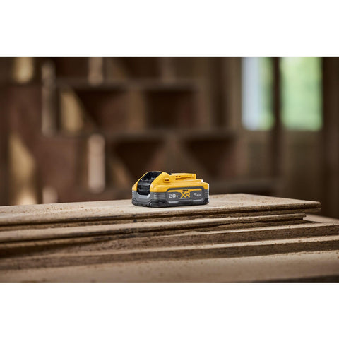 DEWALT PowerSTACK 5Ah battery charge status indicator for at-a-glance monitoring