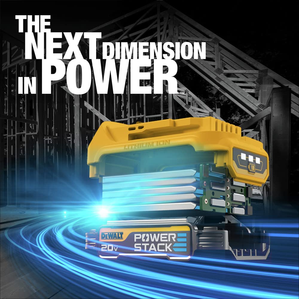 DEWALT PowerSTACK battery compact storage in a tool kit.