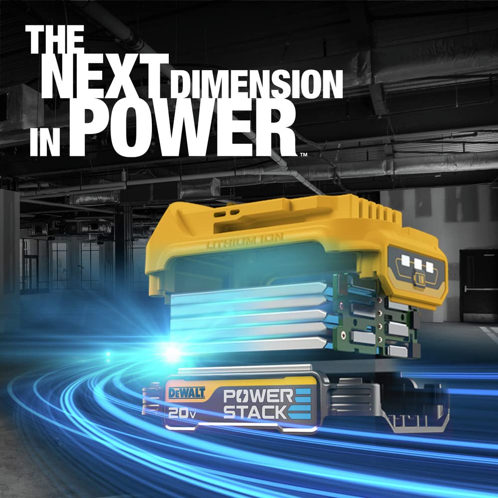 DEWALT PowerSTACK rugged use in tough conditions.