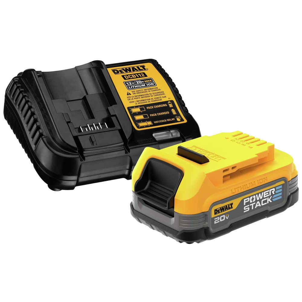 DEWALT PowerSTACK compact battery ready for tight spaces and tough tasks.