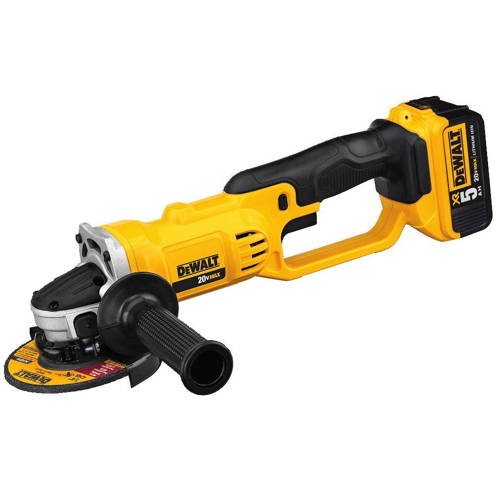 DEWALT quick-change wheel release image illustrating fast wheel changes.