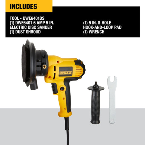 DEWALT sander shows quick paper-change feature for faster sanding