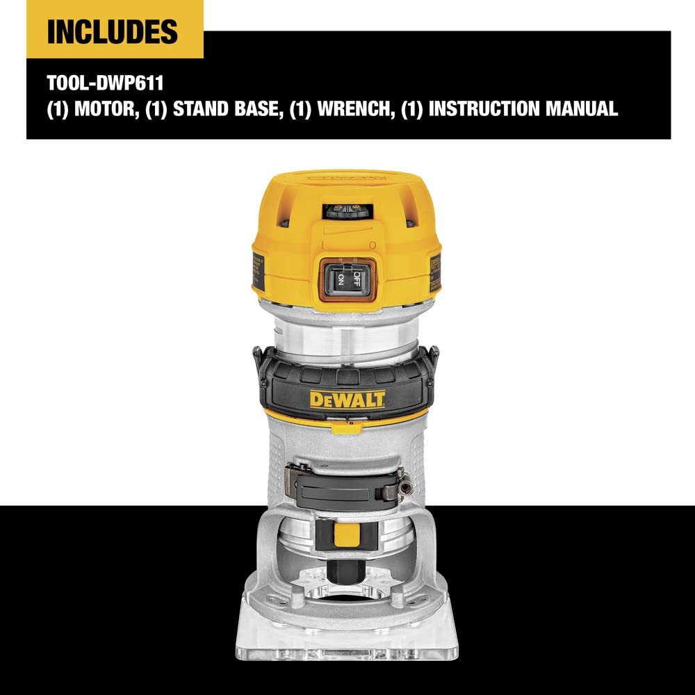DEWALT DWP611 dual LED lights brighten the work area for visibility