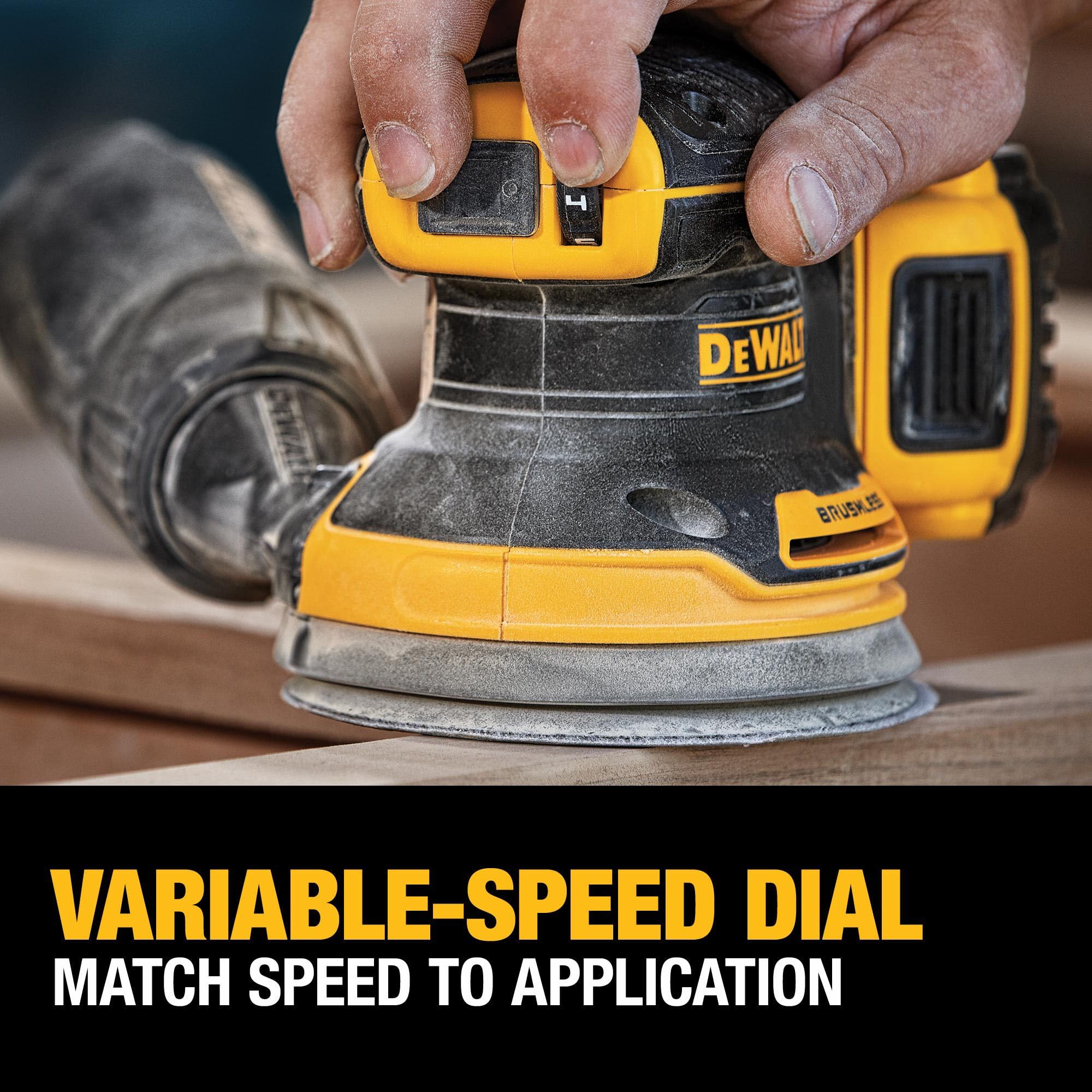 DEWALT rubber overmold grip offers comfortable handling during long sessions.