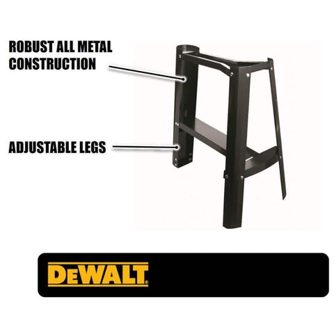 DEWALT DW7880 scroll saw stand side view highlights compact height adjustment for comfort