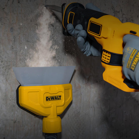 DEWALT yellow accessory adds organized dust collection to a shop vacuum system.