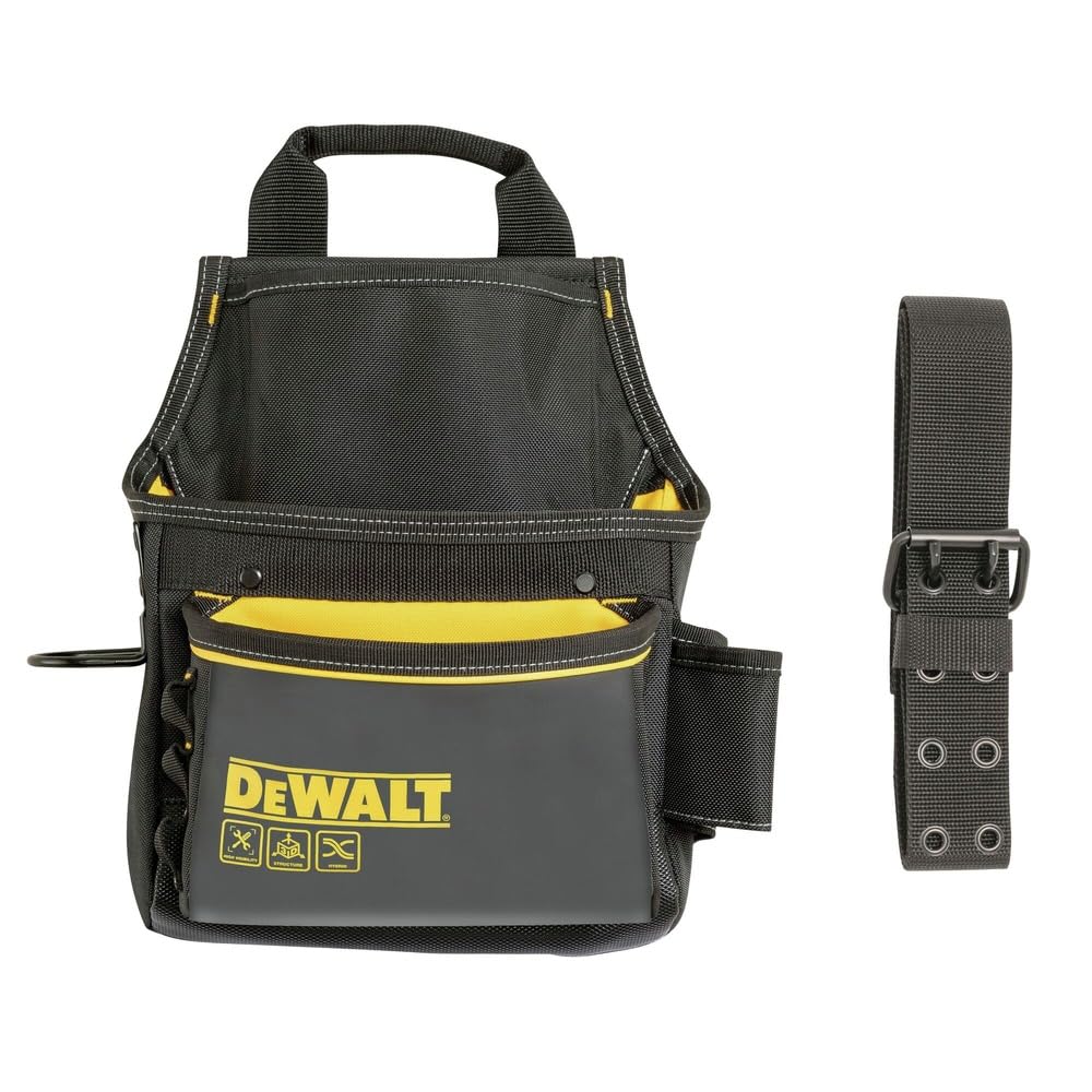 DEWALT Single Pouch front view showing 12-pocket layout for organized tools.