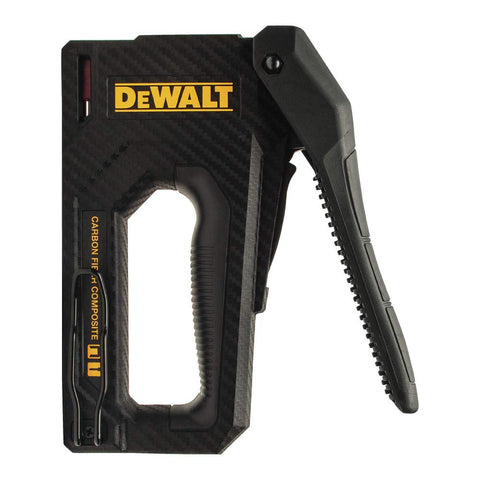 DEWALT carbon fiber body staple gun shown for lightweight handling