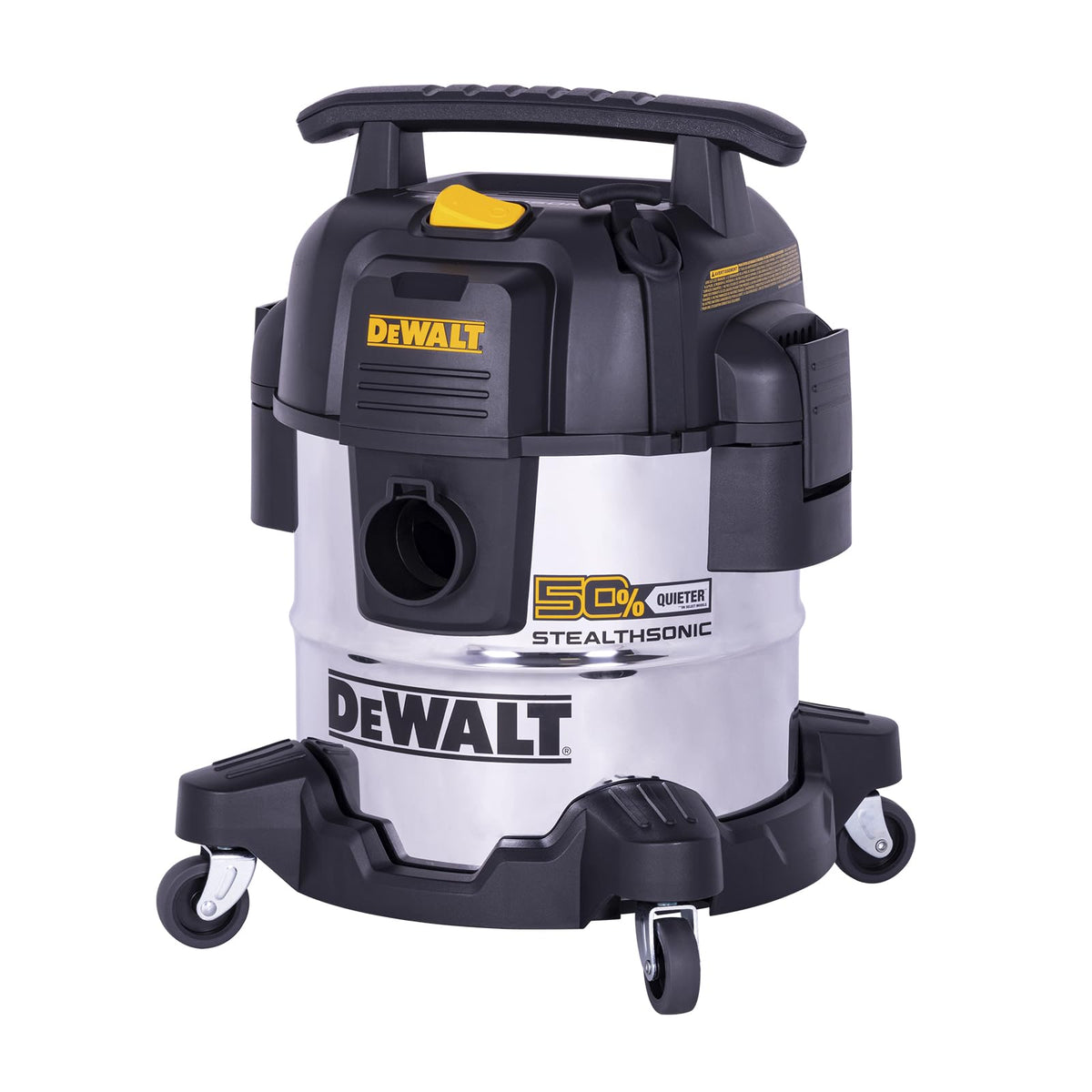 DEWALT STEALTHSONIC quiet motor delivers strong suction with reduced noise for a comfortable shop cleaning