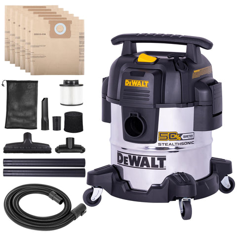 DEWALT Stealthsonic vacuum with steel tank for durable dry and wet cleaning