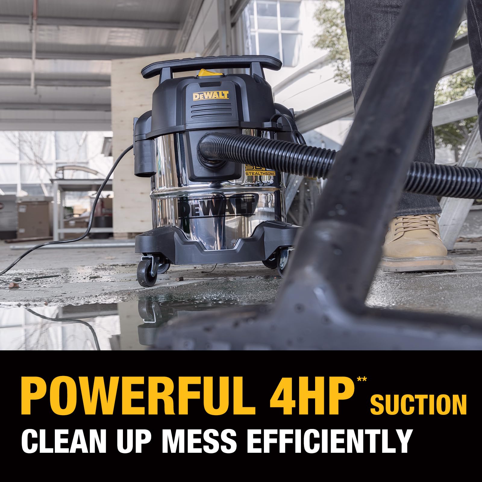 DEWALT Stealthsonic vacuum high suction for tough messes in workshops