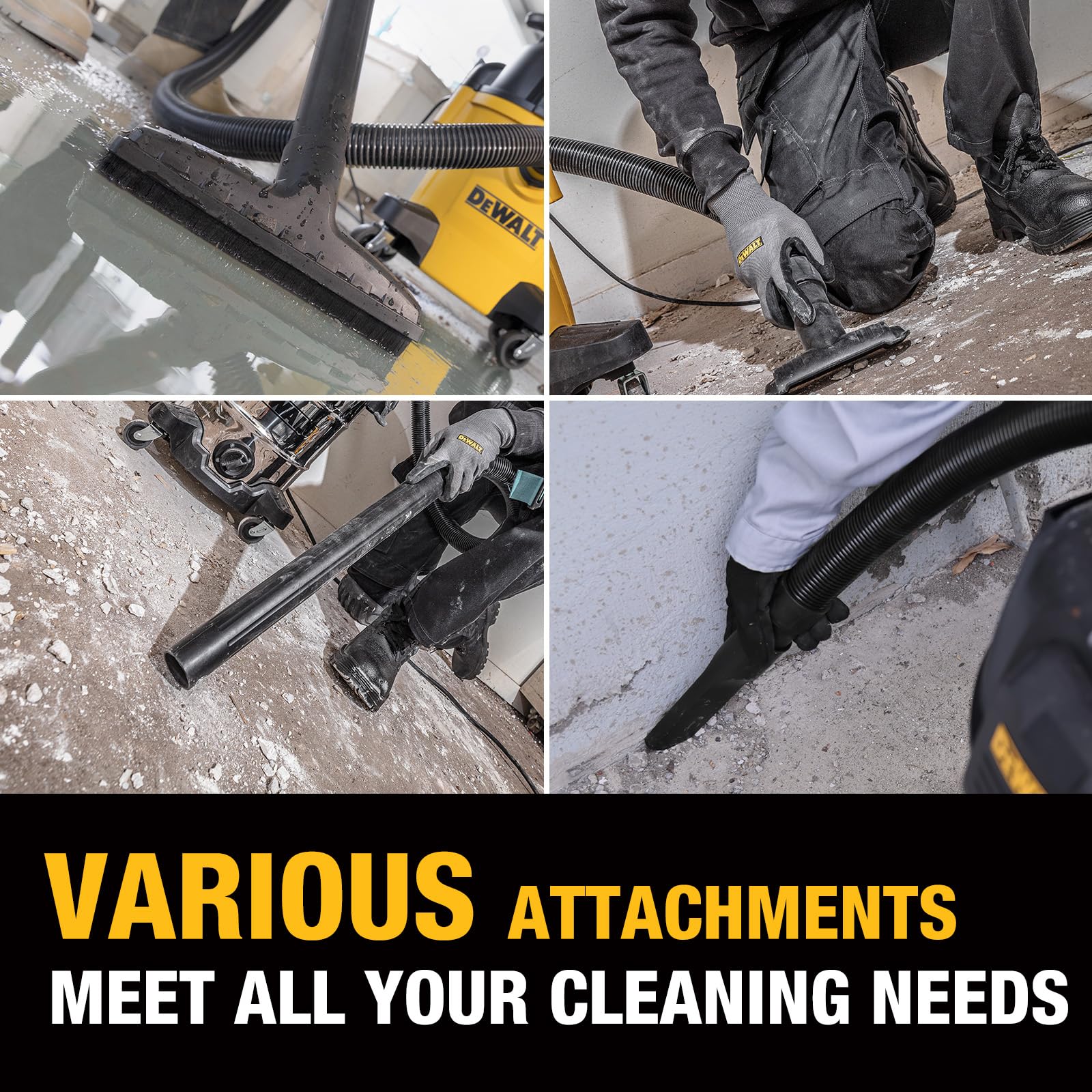DEWALT STEALTHSONIC vacuum 360-degree caster design for easy movement