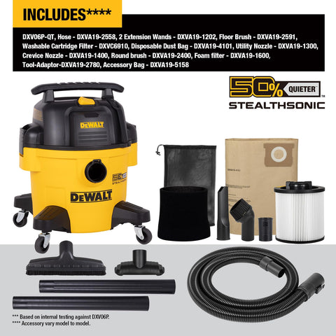 DEWALT STEALTHSONIC vacuum showing ultra-quiet motor in action