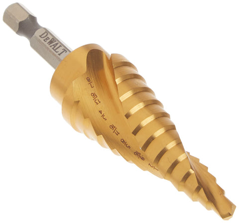 DEWALT DWA1786IR step drill bit shown in full length for 3/16 to 7/8 inch holes in metal and wood