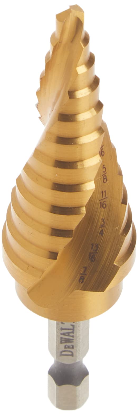 Laser engraved numbers on the DEWALT drill bit improve step visibility during drilling
