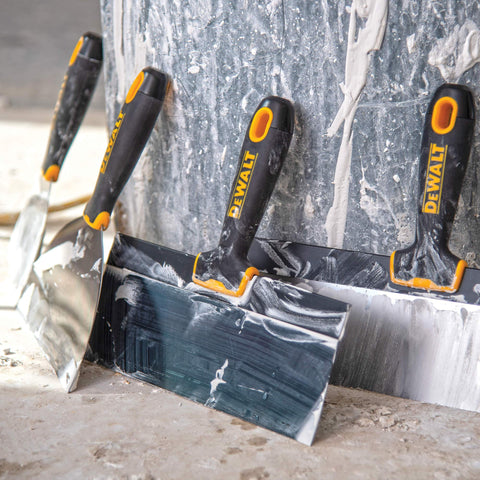 DEWALT 12-inch tapping knife with rigid backplate for precise results.
