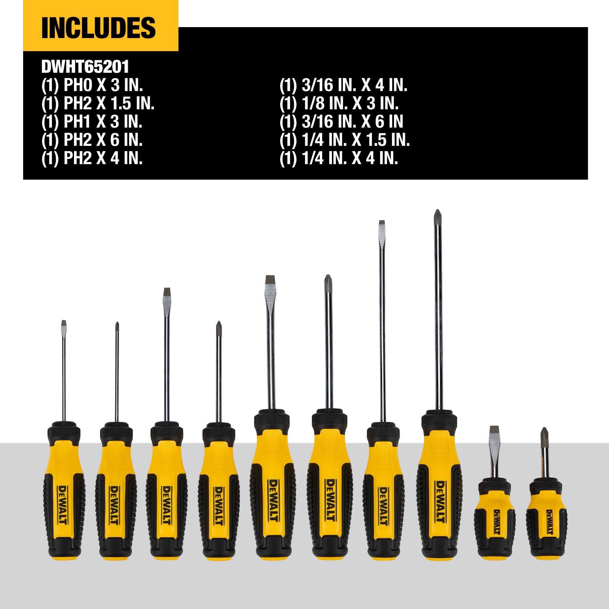 DEWALT tip-id-on-handle view helps quick tool selection on the job